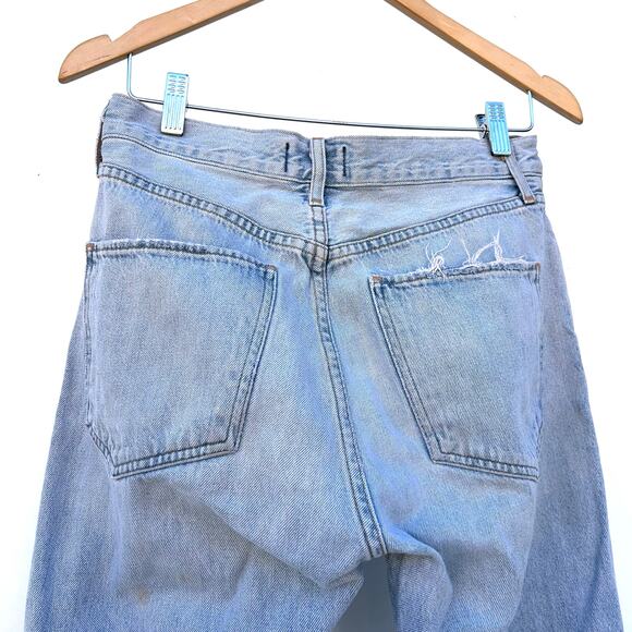 Agolde Jamie High Waisted Distressed Light Wash Straight Leg Jeans 27 Button Fly - Picture 12 of 12